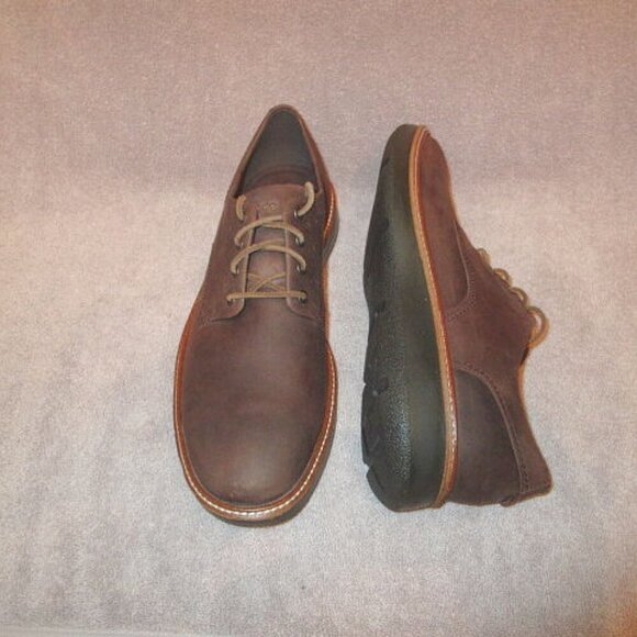 ECCO Mens Shoes Size 12 London Plain Toe Tie Oxford Comfort Mocha Nubuck Leather - Picture 2 of 12